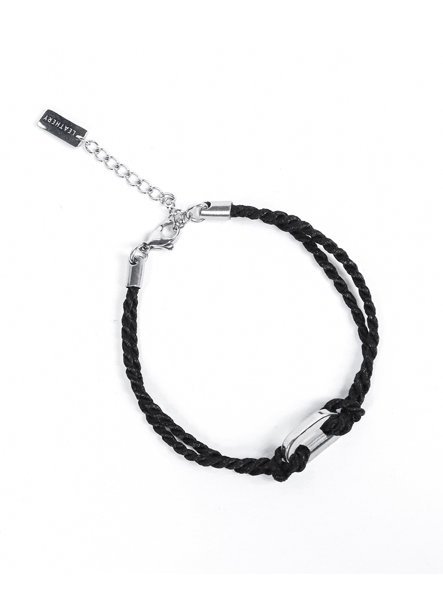 #3202 Oval Surgical Steel Knotted Bracelet [BLACK]